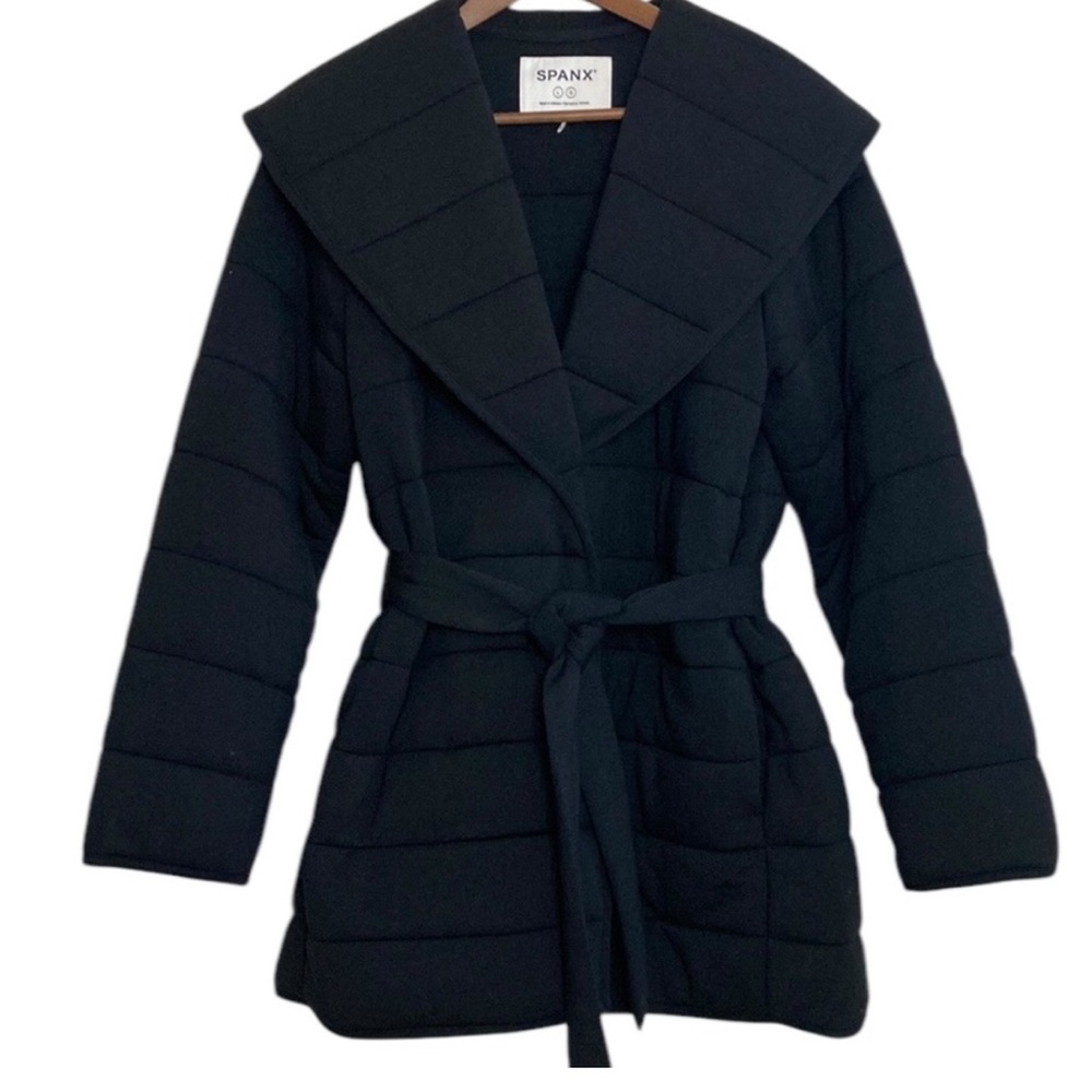 SPANX Black Wrap Coat with Belt
